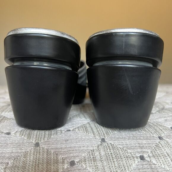 Cole Haan Metallic Silver Open Peep Toe Wedge Slip On Slide Sandal Women’s 8 B - Picture 10 of 16